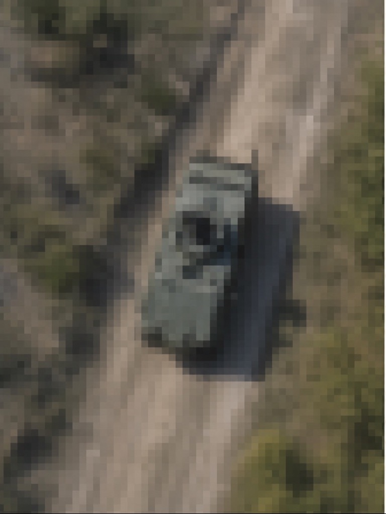 Pixelated vehicle before super-resolution